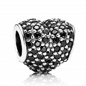 Пандора Подвеска-шарм Черное Сердце Pave